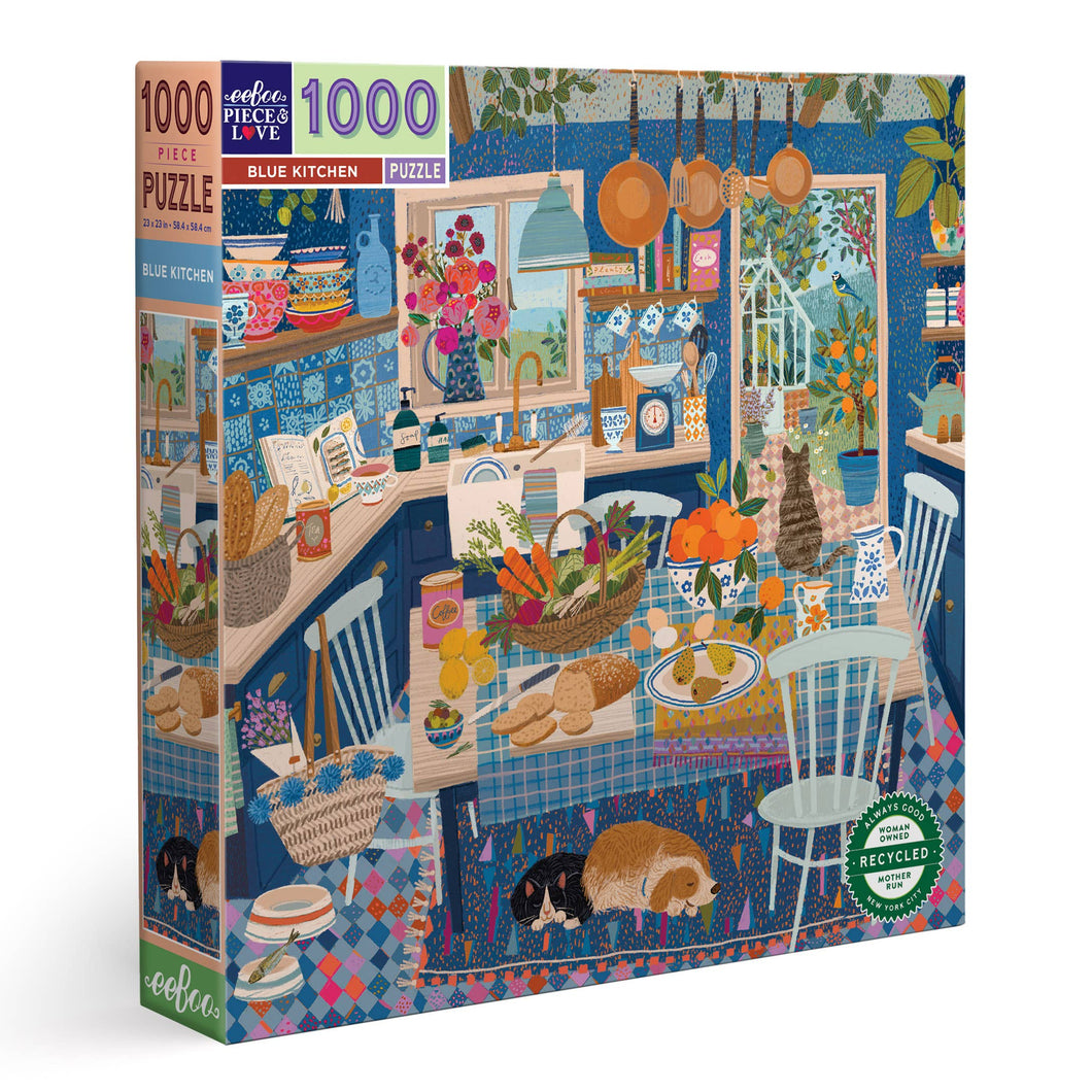 eeBoo - Blue Kitchen 1000 Piece Square Adult Jigsaw Puzzle
