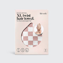Load image into Gallery viewer, KITSCH - Extra Large Quick-Dry Hair Towel Wrap- Terracotta Checker
