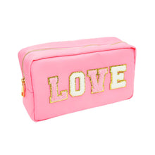 Load image into Gallery viewer, Mavi Bandz - Varsity Collection Nylon Cosmetic Bag Pink Love Chenille
