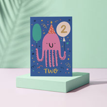 Load image into Gallery viewer, Rumble Cards - 2 Year Old Octopus Themed Card - Two - Animals - Kids card
