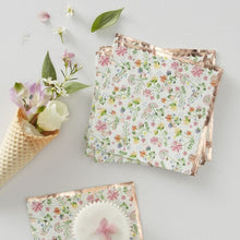 Load image into Gallery viewer, floral rose gold napkins
