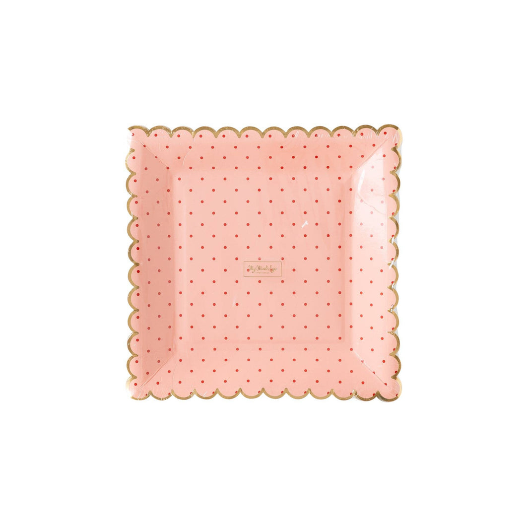 My Mind’s Eye - PLTS357H - Pink With Polka Dot Scallop Plate