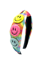 Load image into Gallery viewer, Mavi Bandz - Varsity Tie Dye Smiley Knot Headbands
