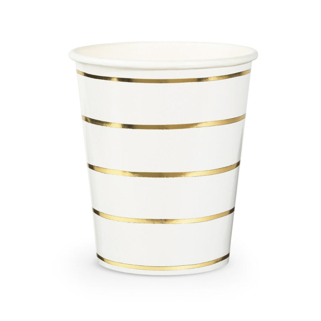 Frenchie Striped Gold Cups (set of 8)