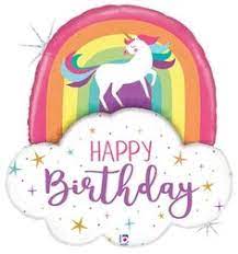 Happy Birthday rainbow unicorn glitter holographic jumbo balloon