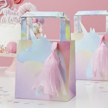 Load image into Gallery viewer, IRIDESCENT FOILED UNICORN TASSEL PAPER PARTY BAG
