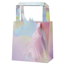 Load image into Gallery viewer, IRIDESCENT FOILED UNICORN TASSEL PAPER PARTY BAG

