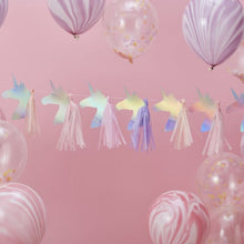 Load image into Gallery viewer, IRIDESCENT FOILED TASSEL UNICORN BUNTING

